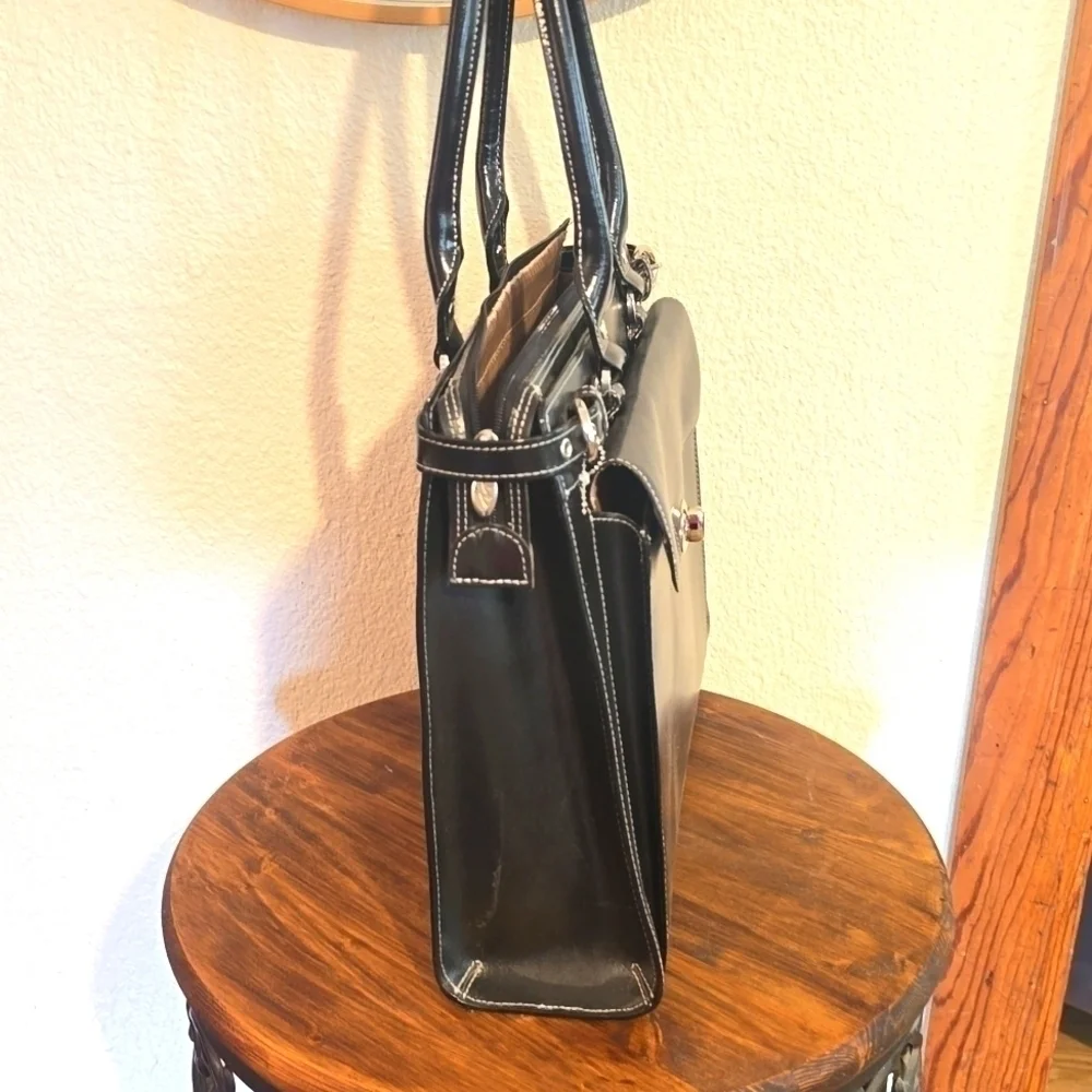 McKlein Premium Leather Briefcase Black/ Silver Business Career OFFICE New! Lrg